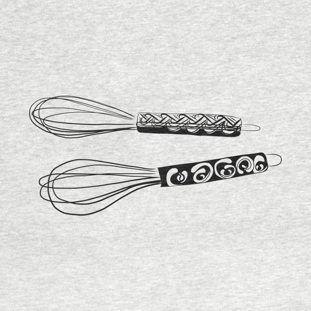 Cooking and Baking Whisks Line Drawing by littlecurlew